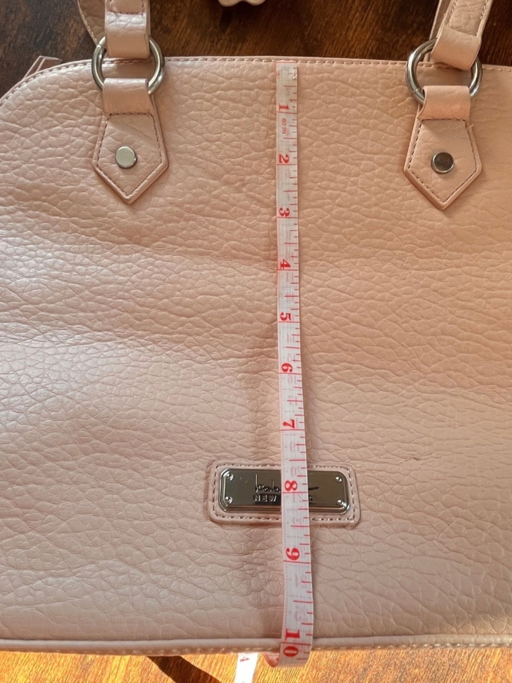 Nicole Miller Blush Pink Faux Leather Satchel Handbag